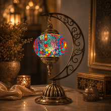 Mosaic Glass Crescent Table Lamp - YL15S - 18 x 25 x 40cm h