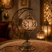 Mosaic Glass Crescent Table Lamp - YL15S - 18 x 25 x 40cm h