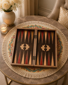 Eser Covered Black Gold Backgammon Set