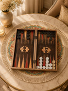 Eser Covered Black Gold Backgammon Set