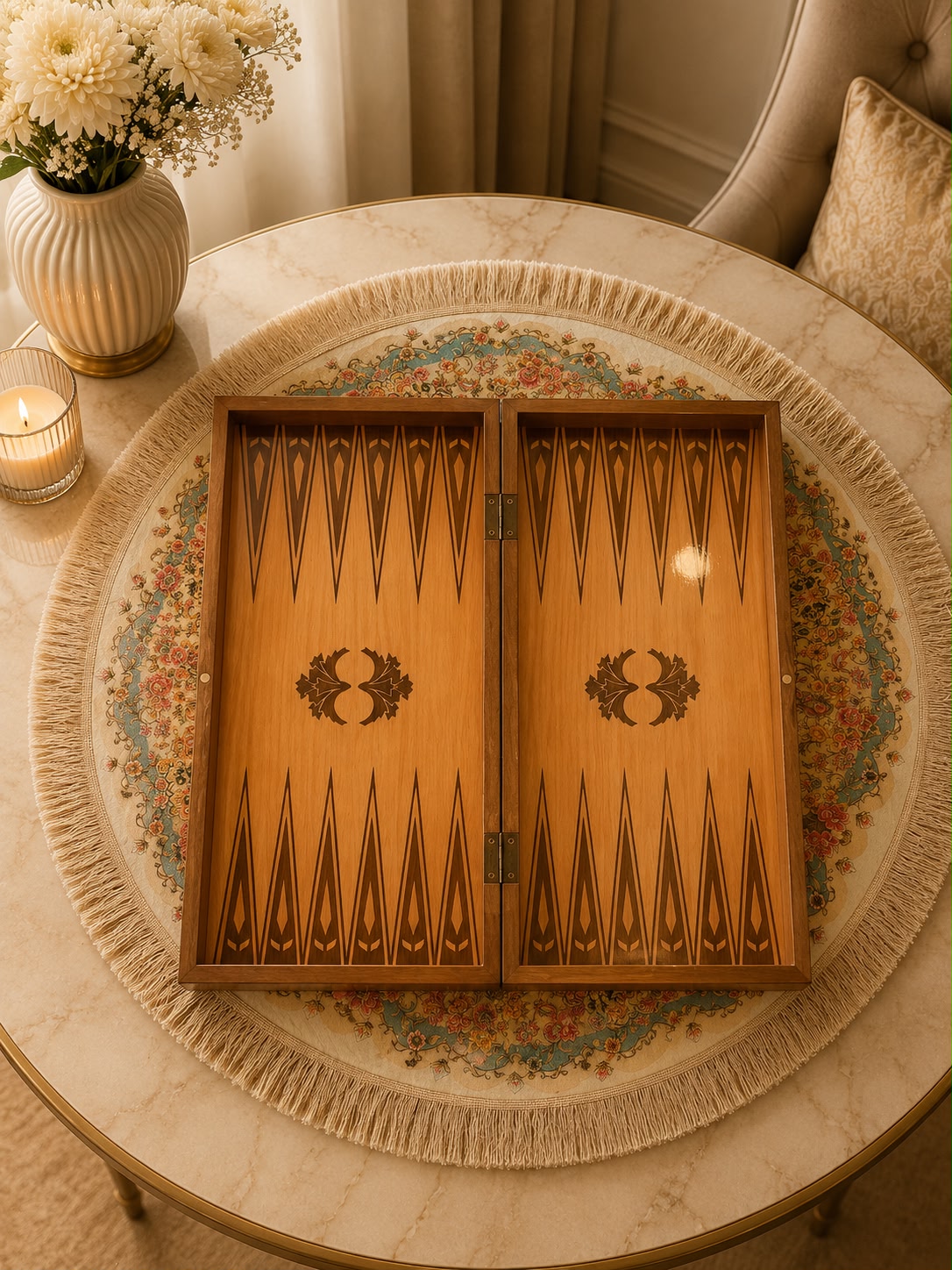 Eser Pearl Moroccan Backgammon Big Size