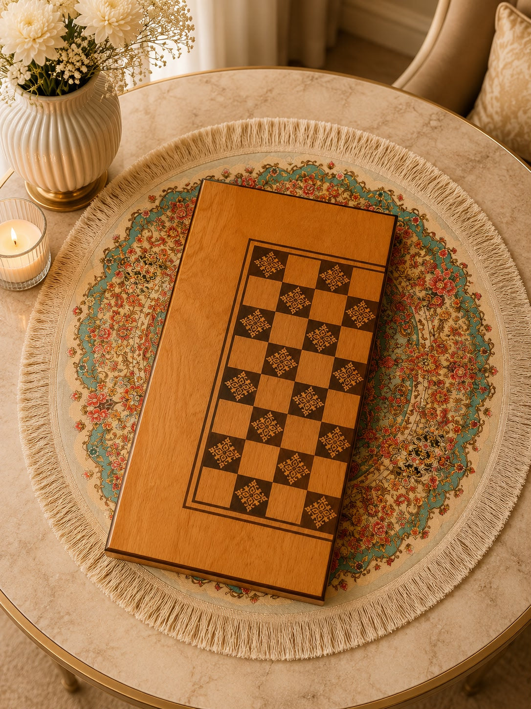 Eser Pearl Moroccan Backgammon Big Size