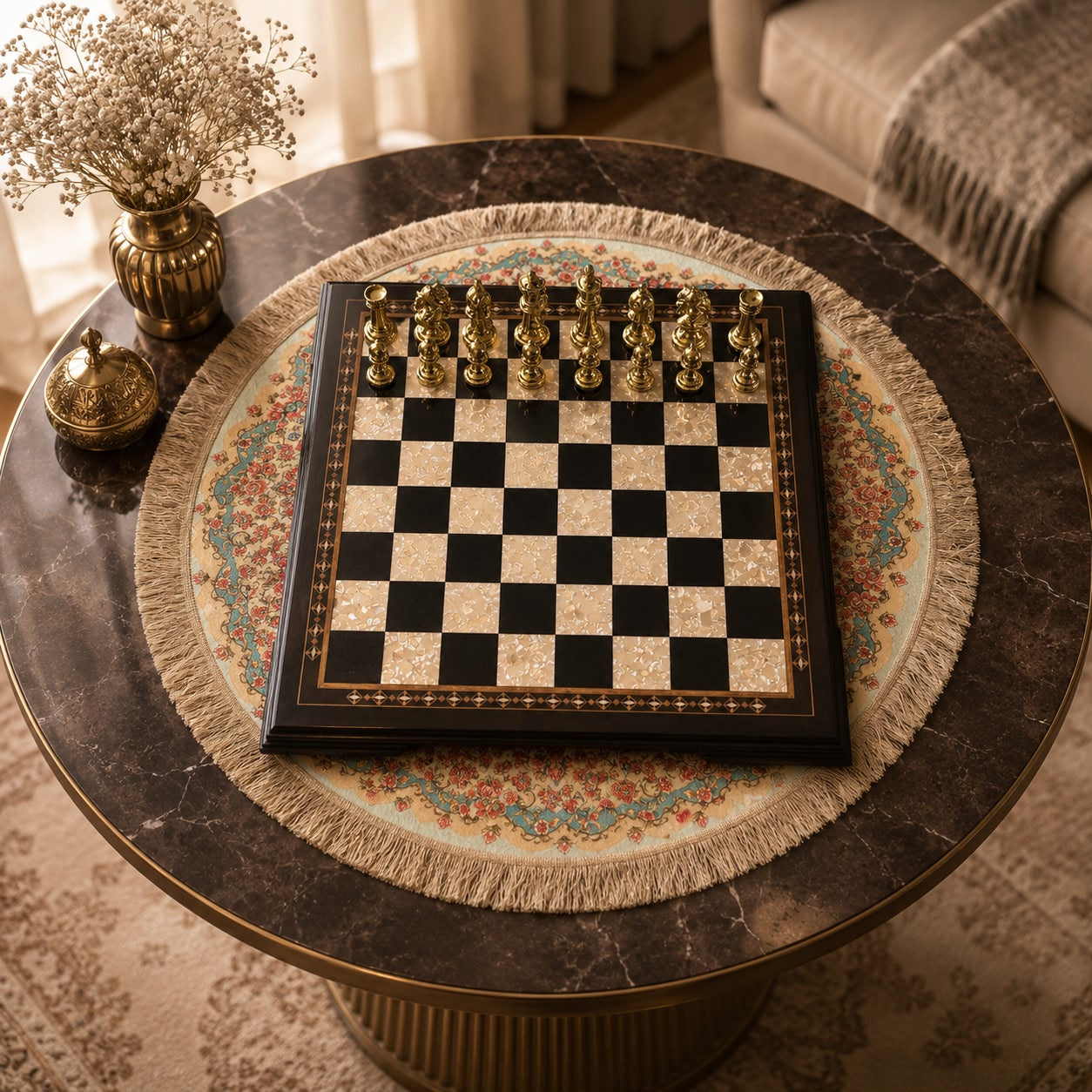 Flat Mosaic Chess Board 2618