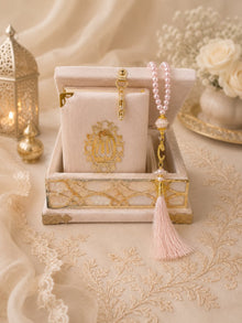Cushioned Velvet Quran Box Set 9 x 12cm (Quran,Beads)