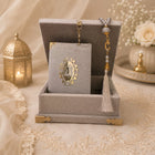 Cushioned Velvet Quran Box Set 9 x 12cm (Quran,Beads)