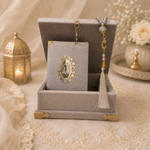 Cushioned Velvet Quran Box Set 9 x 12cm (Quran,Beads)