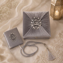Cushioned Velvet Quran Box Set 9 x 12cm (Quran,Beads)