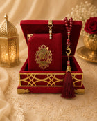 Cushioned Velvet Quran Box Set 9 x 12cm (Quran,Beads)