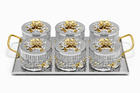 Luxury 6-Piece Crystal Treat Jar Set with Tray – Gold Lid Design