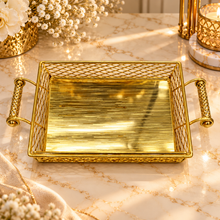 Luxury Gold Square Serving Tray with Handles