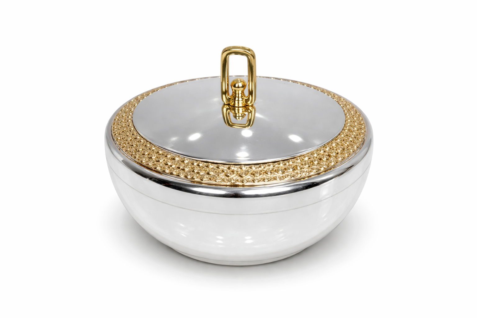 Luxury Glass Candy Dish with Lid – Gold Trim