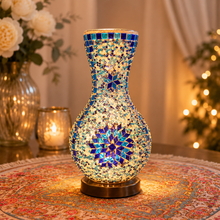 Mosaic Glass Vase w/LED Lit Base - VS08 - 15 x 26cm h