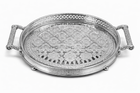 Luxury Round Mirrored Serving Tray with Crystal Handles – Silver Finish