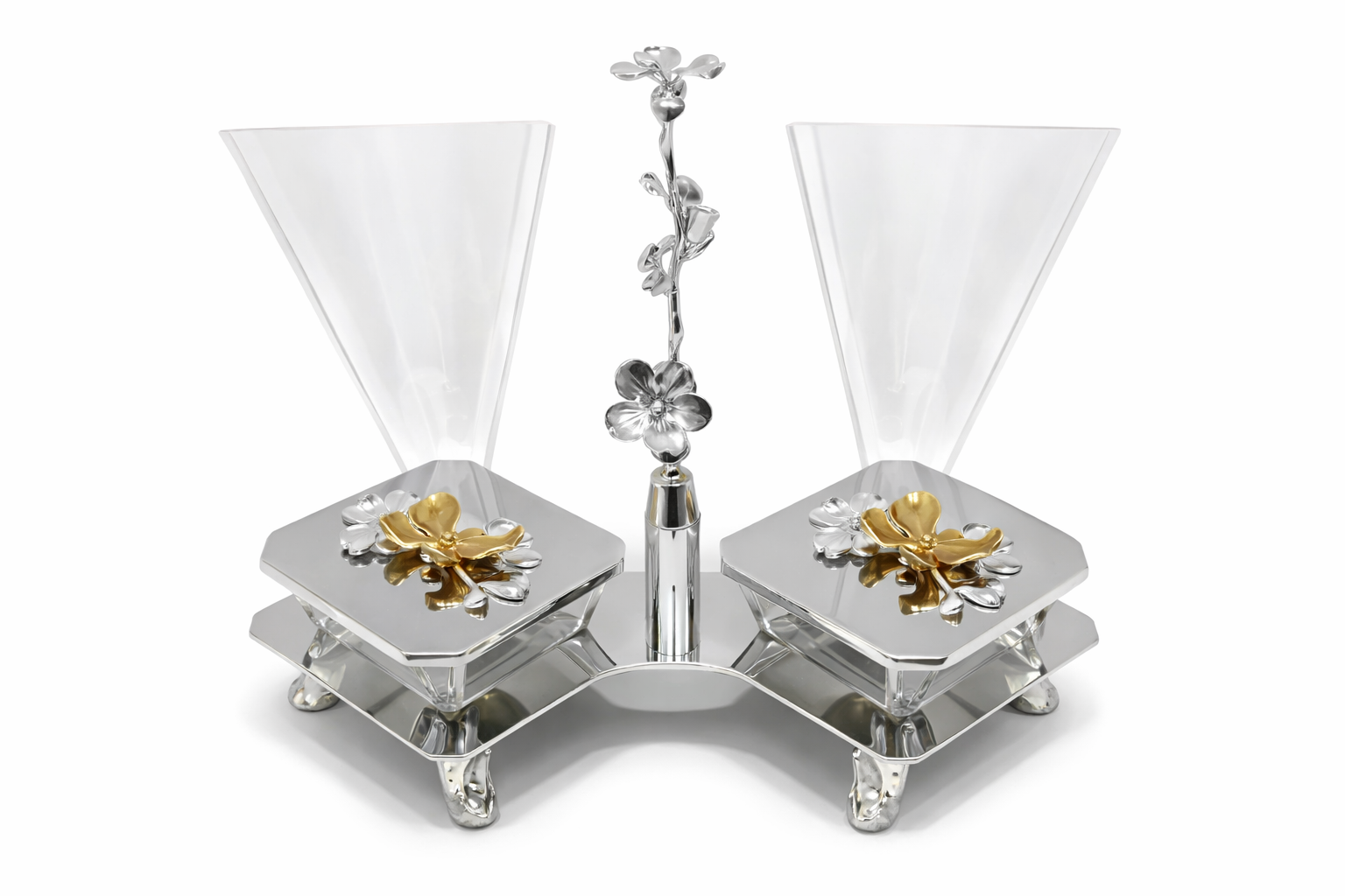 Luxury Crystal Treats Serving Dish – Gold Floral Detail