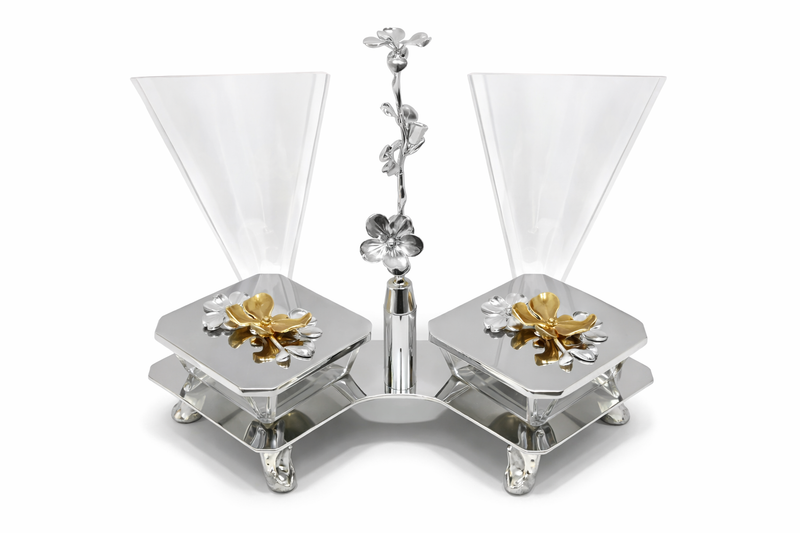 Luxury Crystal Treats Serving Dish – Gold Floral Detail