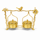 Luxury 2-Piece Crystal Treat Jar Set with Ornate Silver & Gold Stand