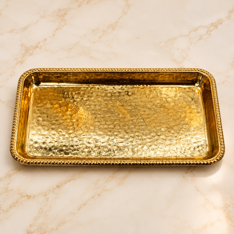 Luxury Gold Rectangular Decorative Serving Tray