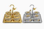 Luxury 4-Piece Crystal Treat Jar Set with Ornate Gold Stand