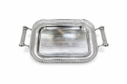 Elegant Silver Rectangular Serving Tray with Handles
