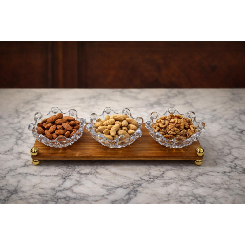 Snack & Tea Serving Tray Set (3 Bowls + Teapot)18335-22